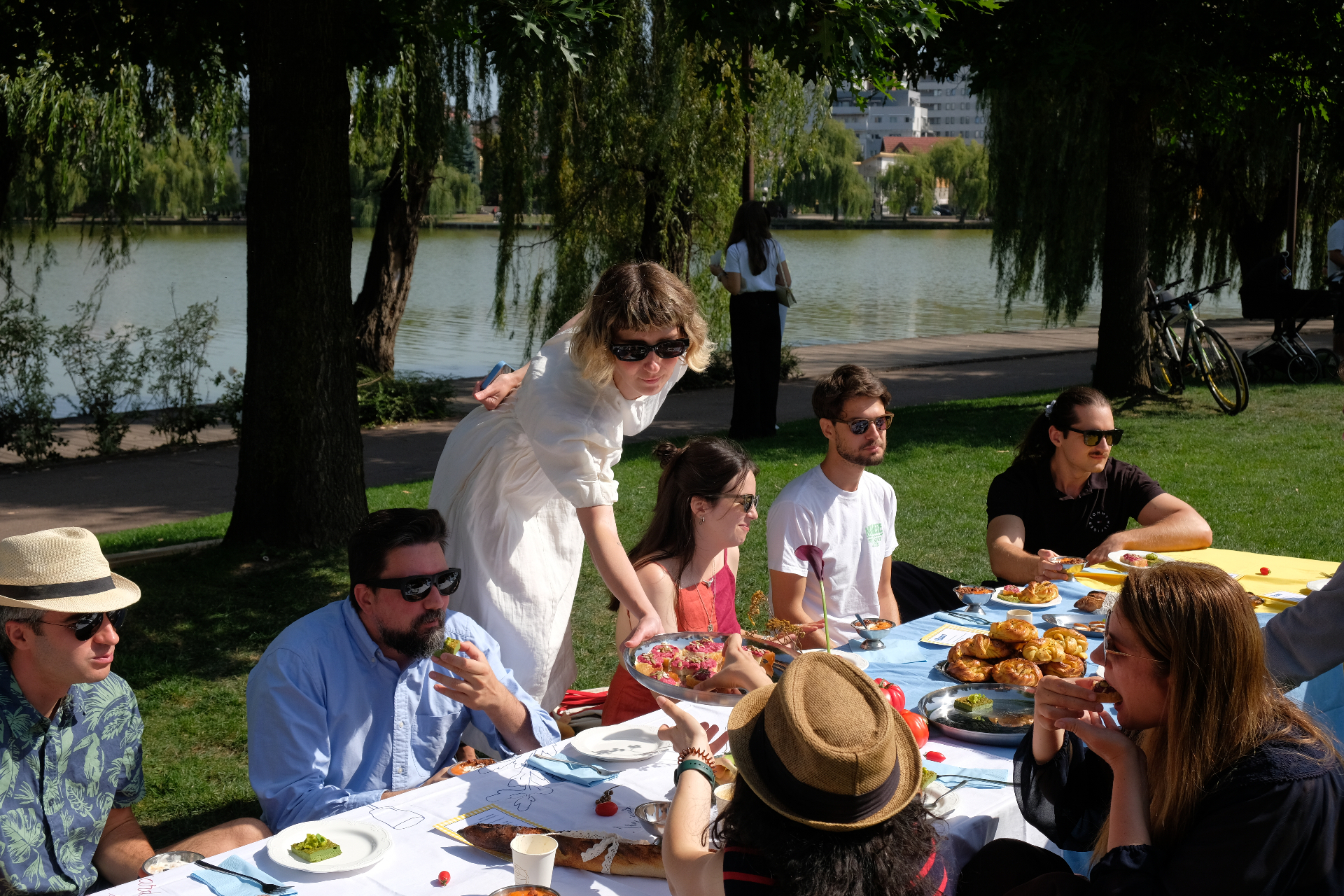 Guests sharing food and conversation at the summer brunch